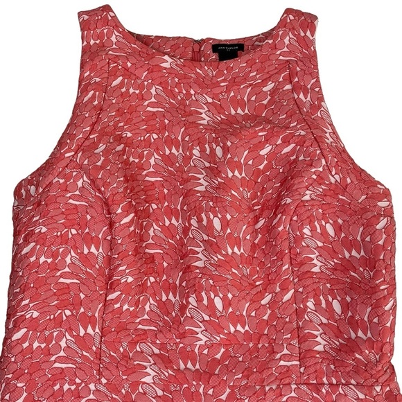 Ann Taylor Coral Textured Lace Embroidered Dress Sz 14 - Picture 6 of 14